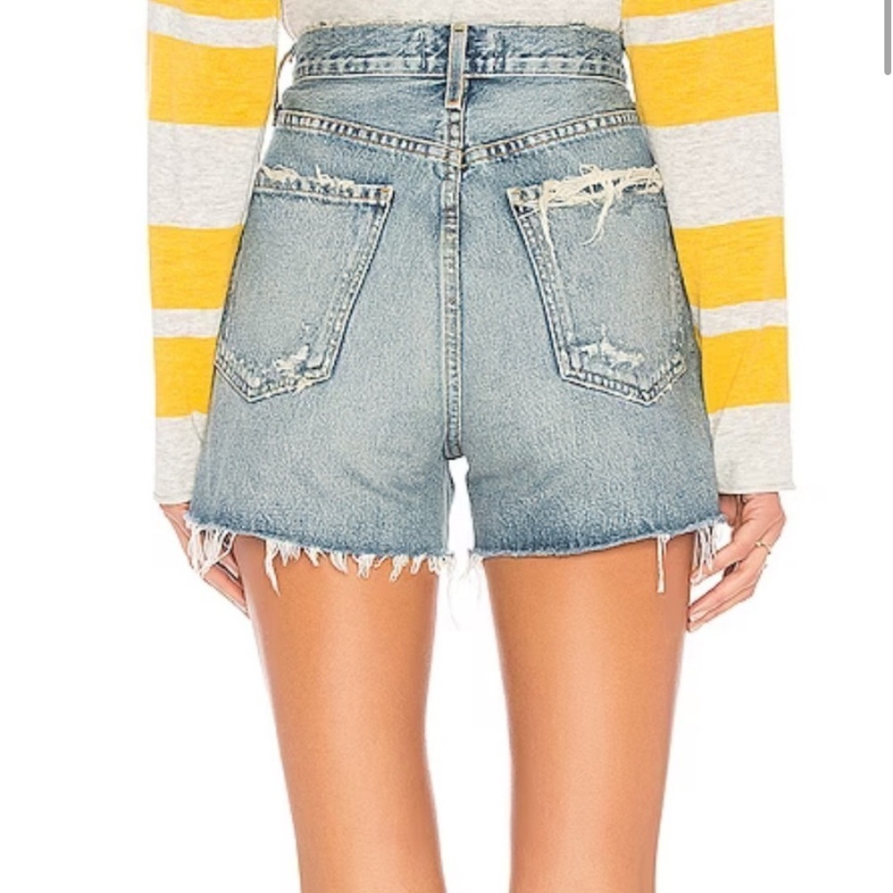 Agolde Dee Vintage high rise distressed light wash denim shorts size 23 - Picture 2 of 8
